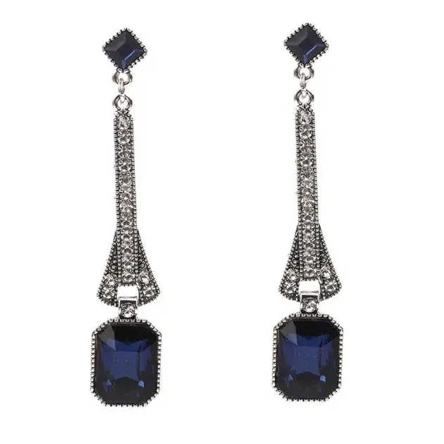 Flapper Gatsby Earrings, 20's rhinestone pearls art deco, 1920's earrings, Bridal, earrings, earrings, vintage, retro