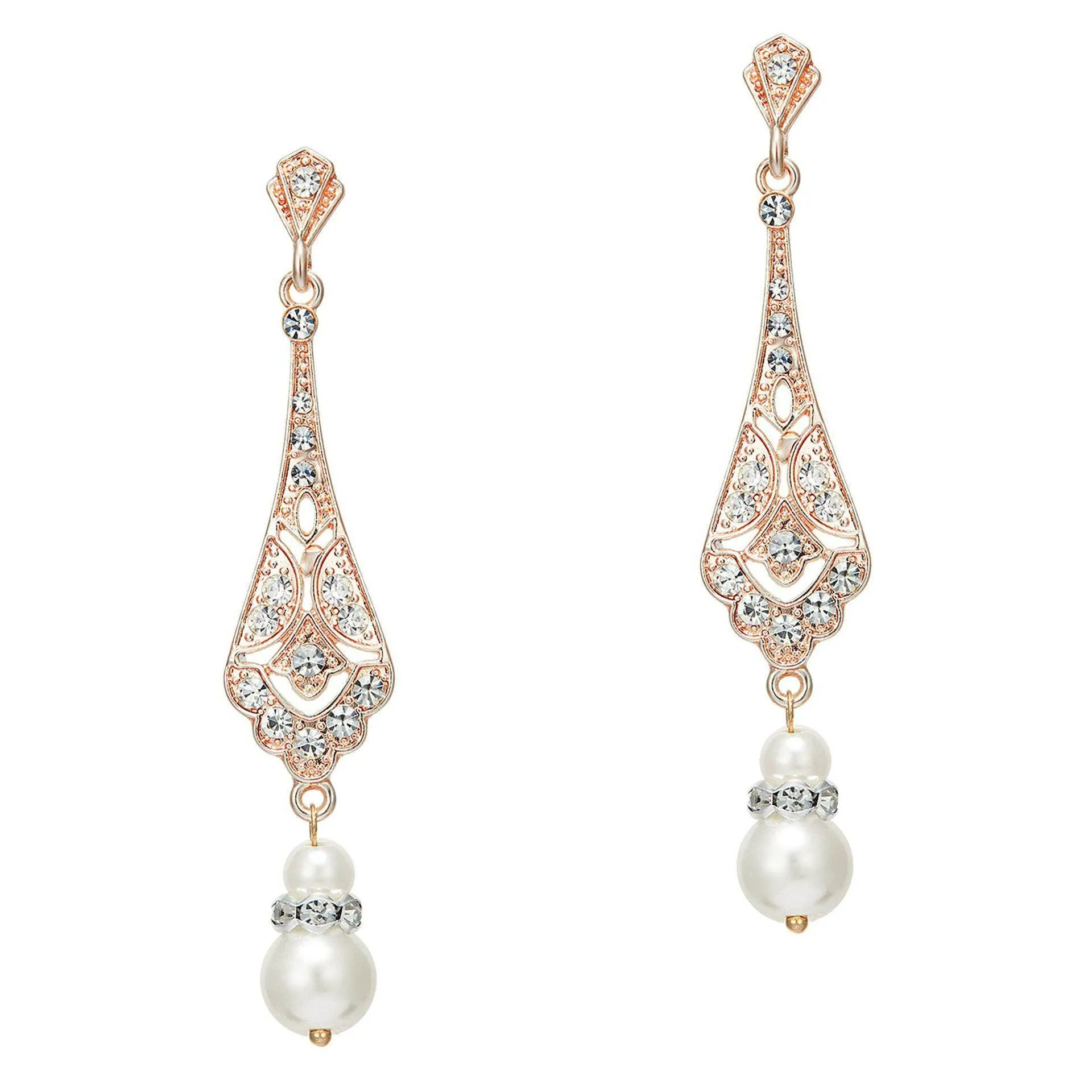 Flapper Gatsby Earrings, 20's rhinestone pearls art deco, 1920's earrings, Bridal, earrings, earrings, vintage, retro