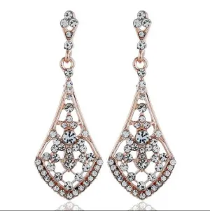Flapper Gatsby Earrings, 20's rhinestone pearls art deco, 1920's earrings, Bridal, earrings, earrings, vintage, retro