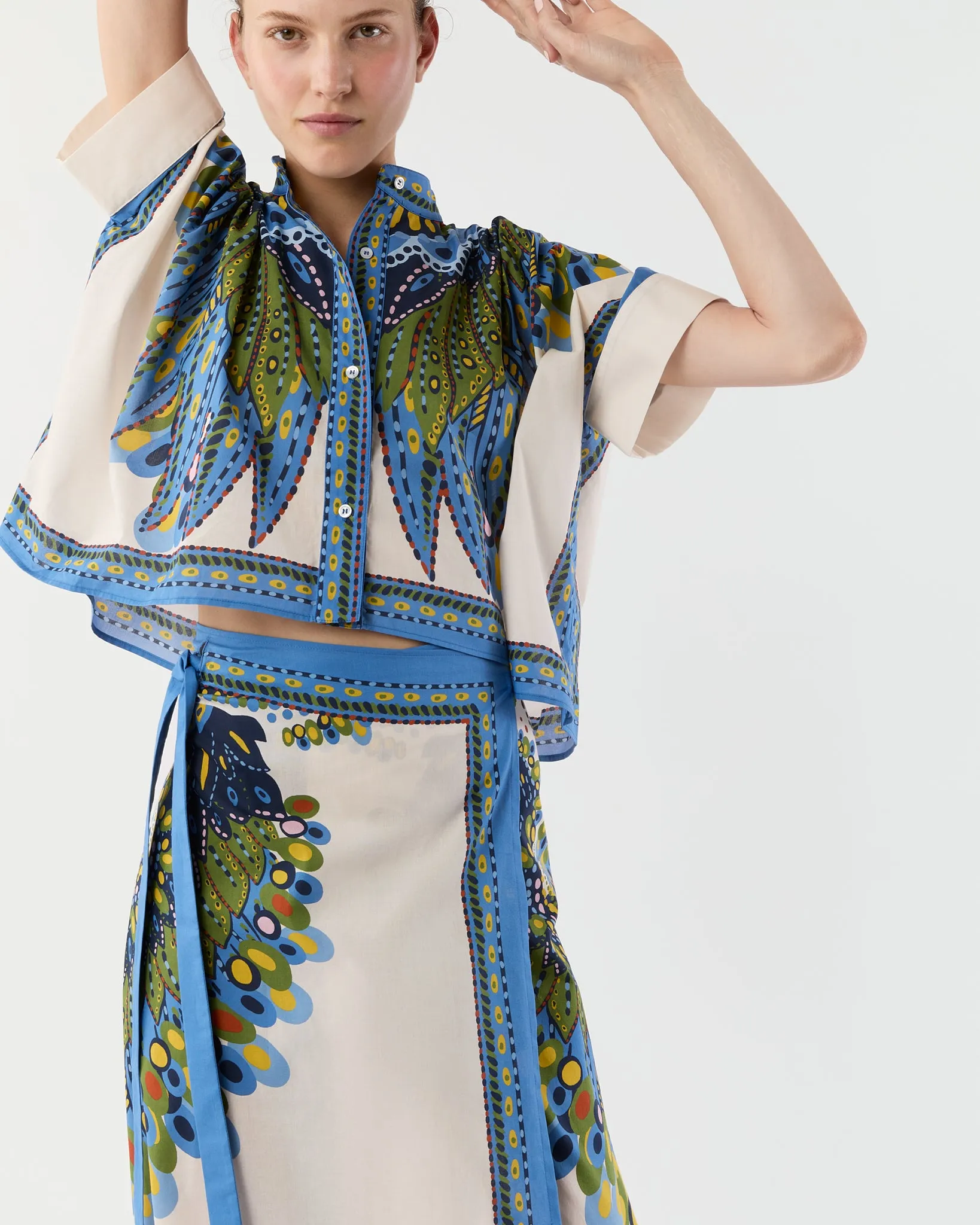 Flipper Skirt in Multicolor Chakra Placée Cotton Muslin