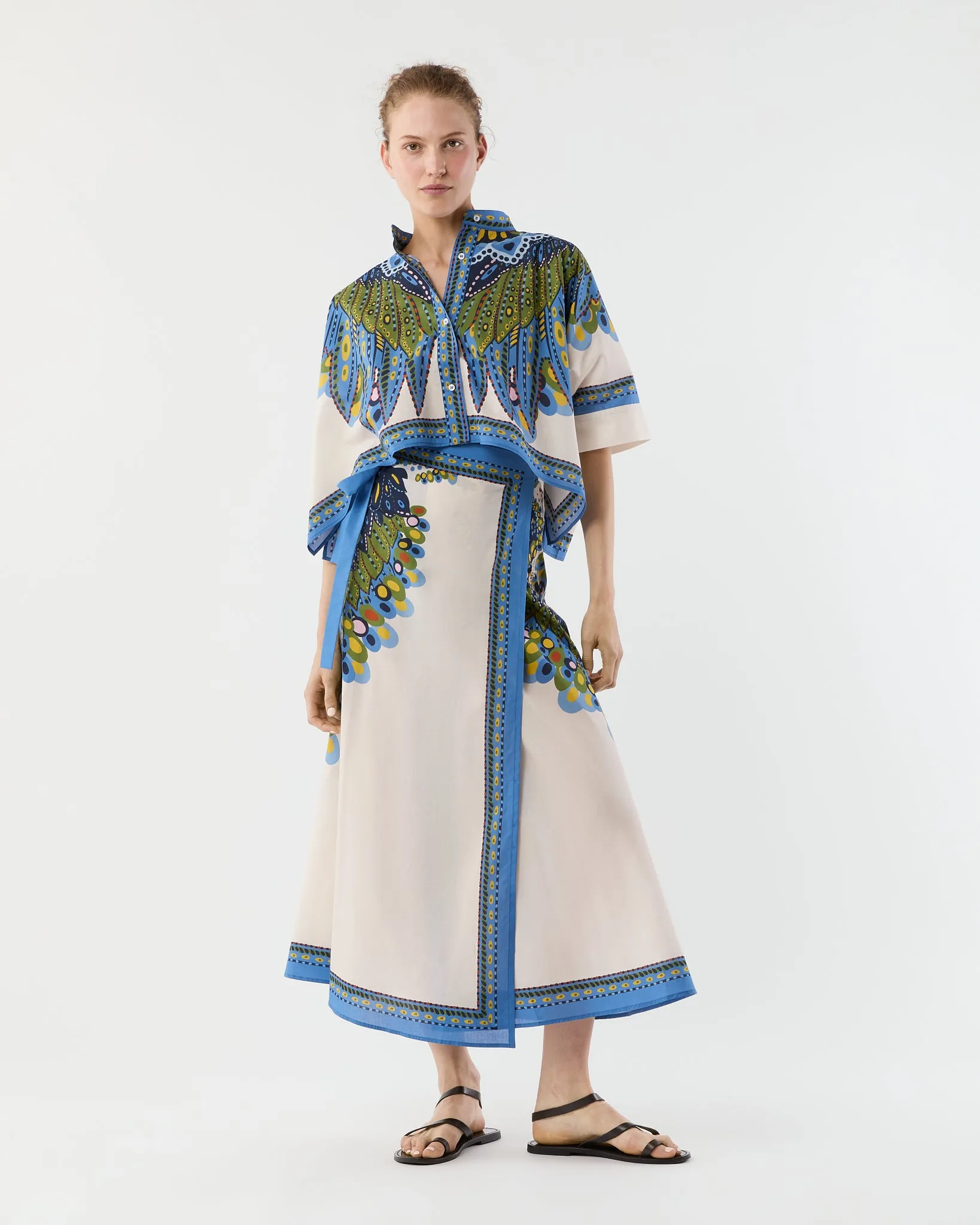 Flipper Skirt in Multicolor Chakra Placée Cotton Muslin