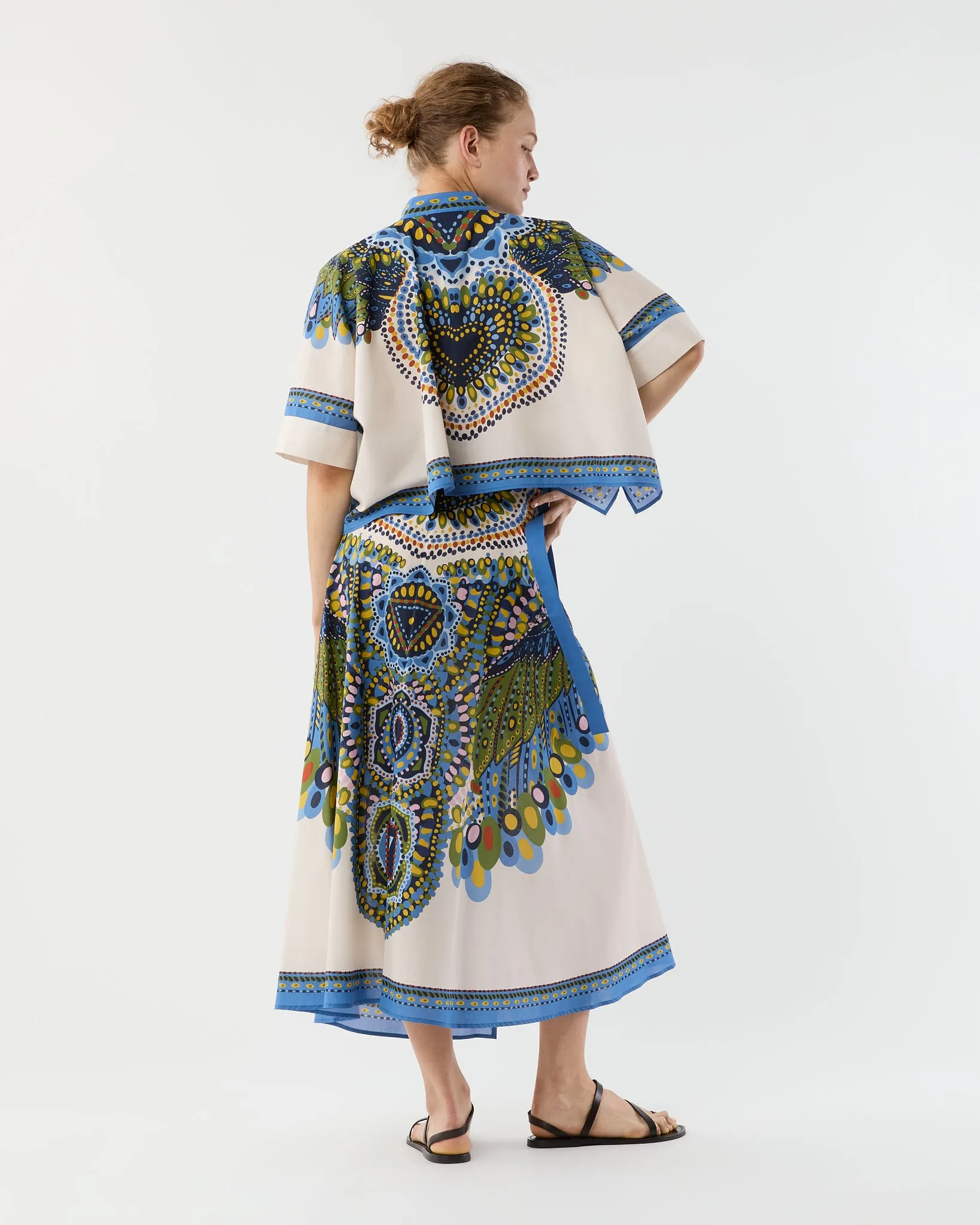 Flipper Skirt in Multicolor Chakra Placée Cotton Muslin