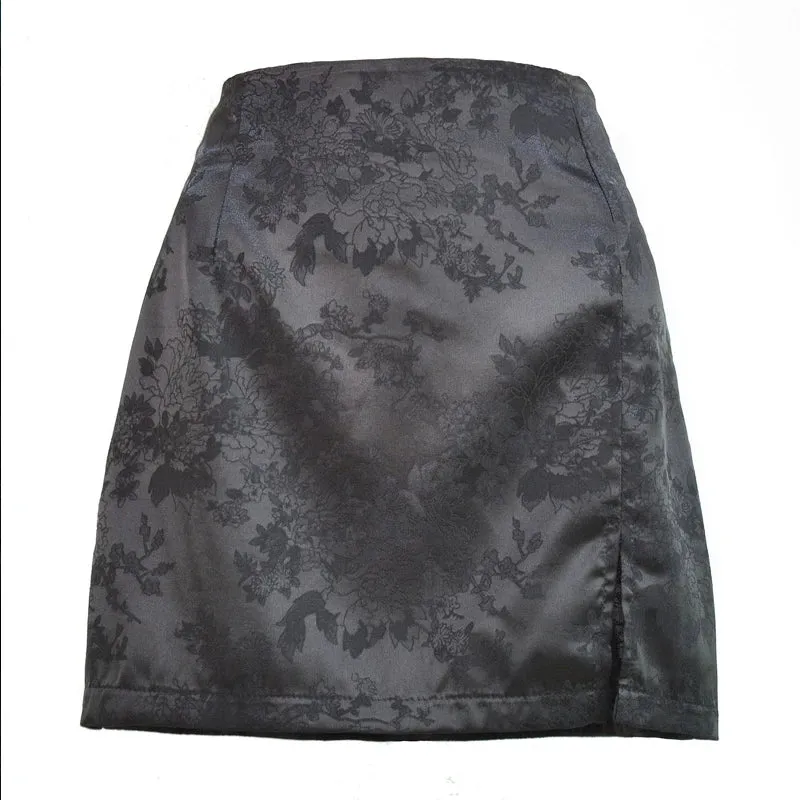 Floral Mini Satin Skirt