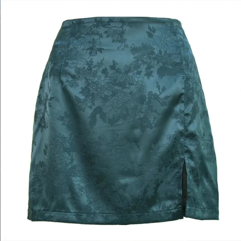 Floral Mini Satin Skirt