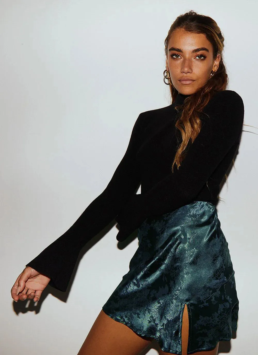Floral Mini Satin Skirt
