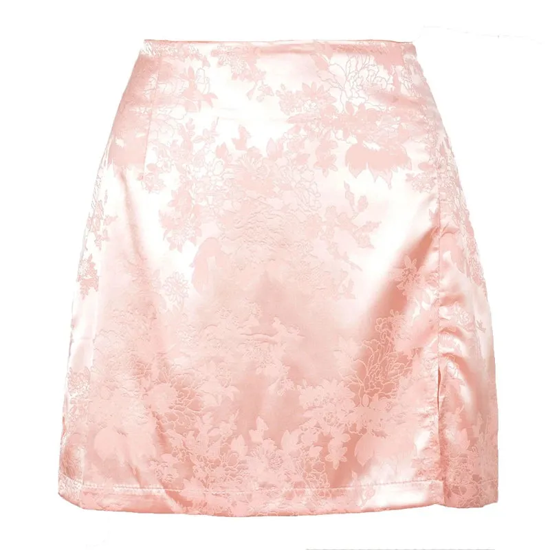 Floral Mini Satin Skirt