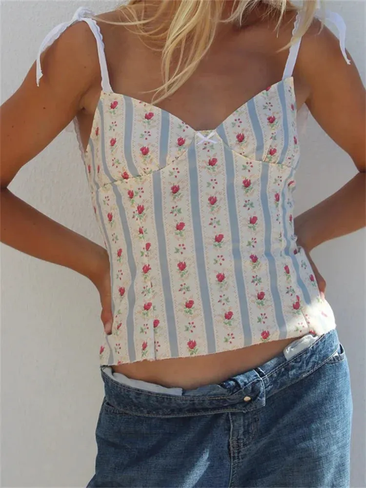 Floral Print V Neck Cami Top