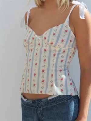Floral Print V Neck Cami Top