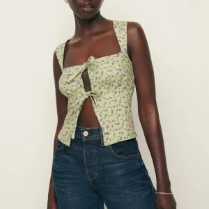 Floral Sleeveless Tie Front Vest