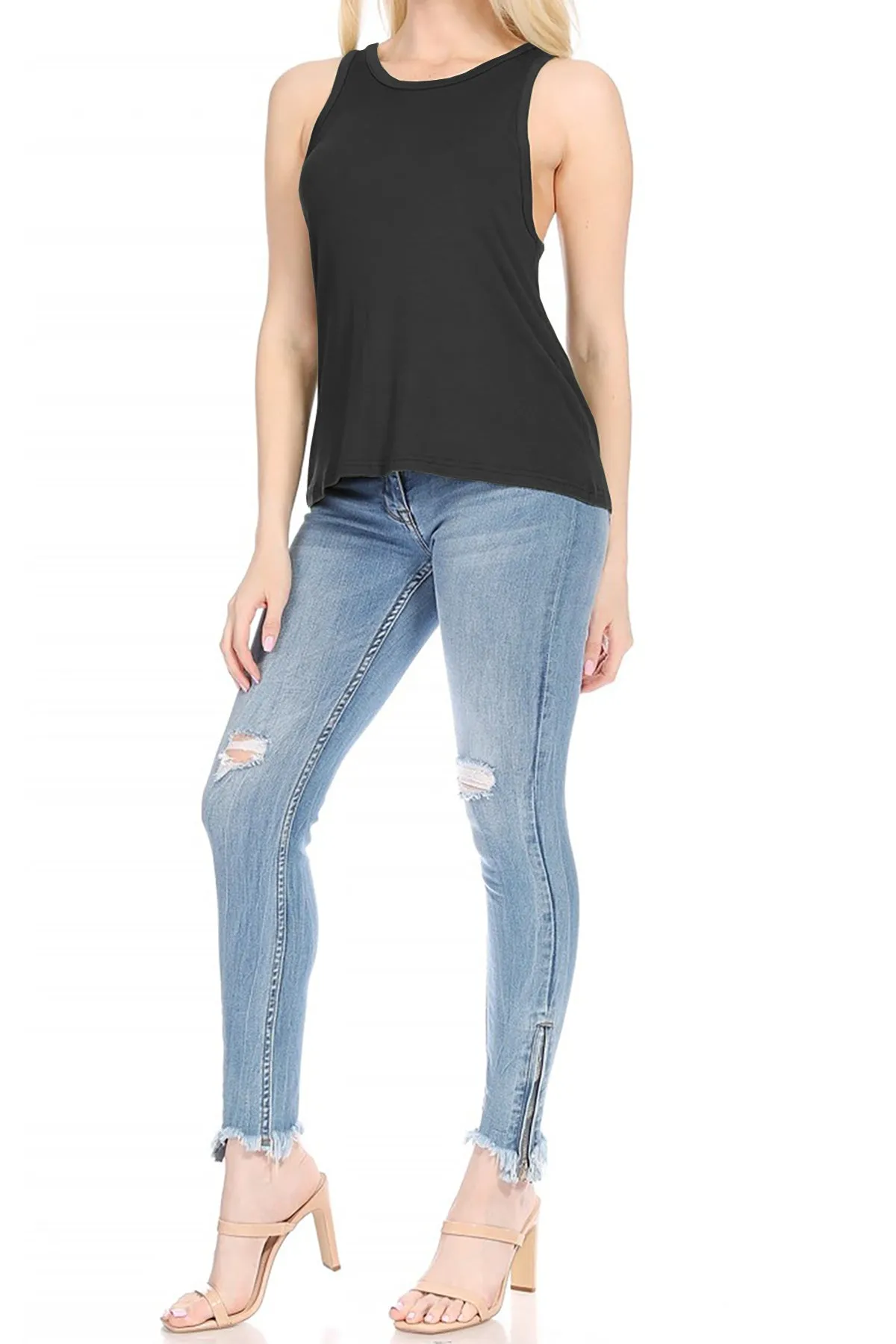 Flowy Workout Tank Top – Modal Racerback Sleeveless Design ZBMD1026RC76 $4Each