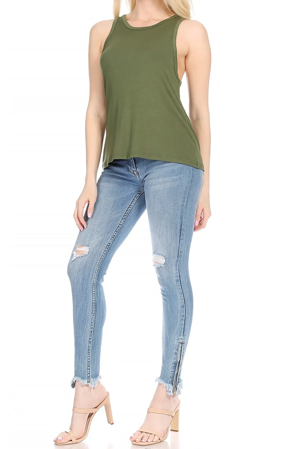 Flowy Workout Tank Top – Modal Racerback Sleeveless Design ZBMD1026RC76 $4Each