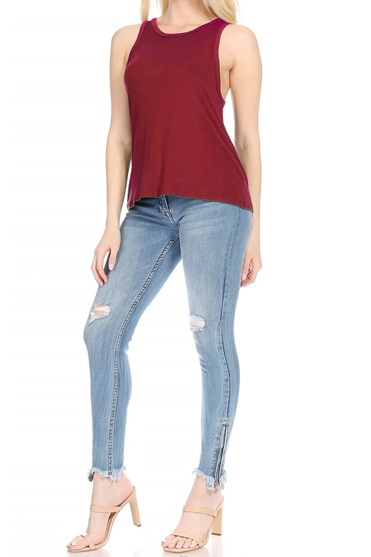 Flowy Workout Tank Top – Modal Racerback Sleeveless Design ZBMD1026RC76 $4Each