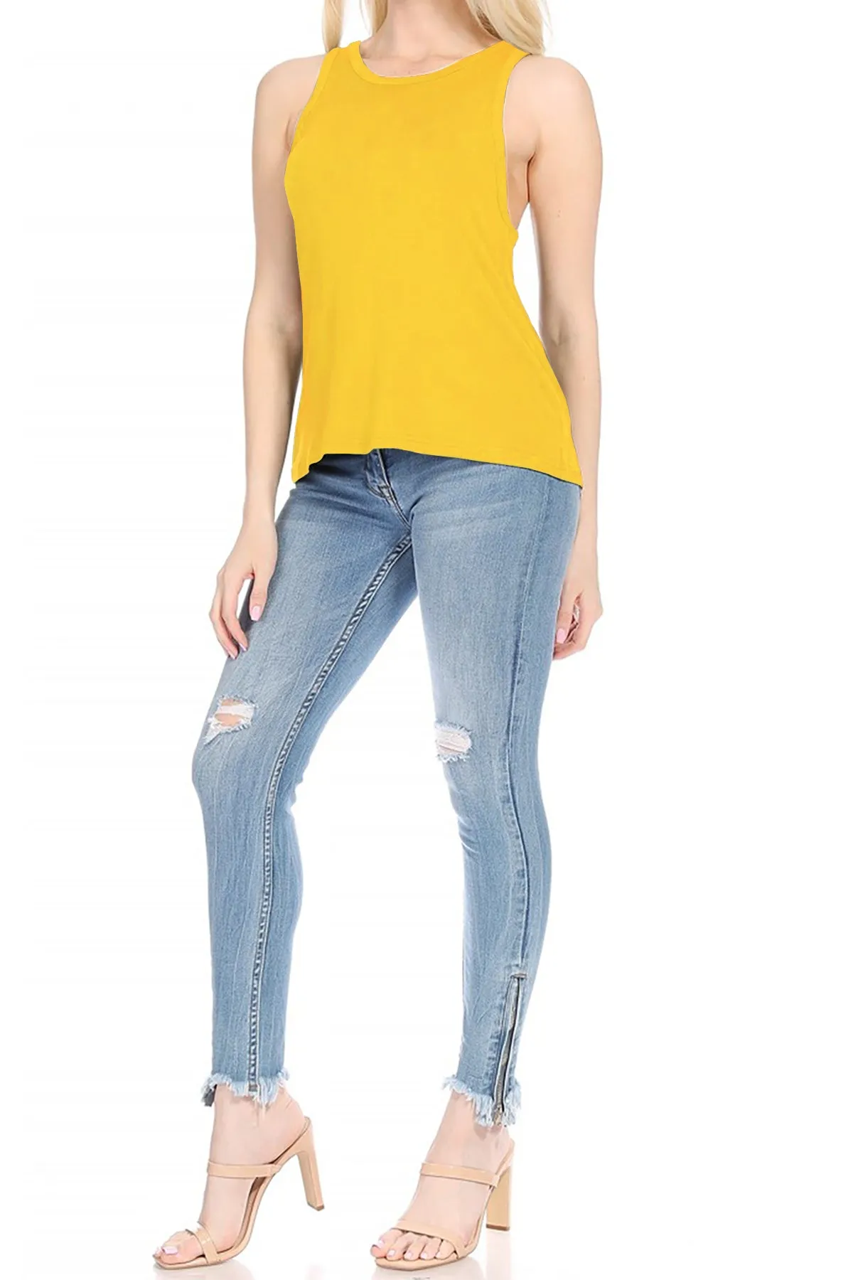 Flowy Workout Tank Top – Modal Racerback Sleeveless Design ZBMD1026RC76 $4Each