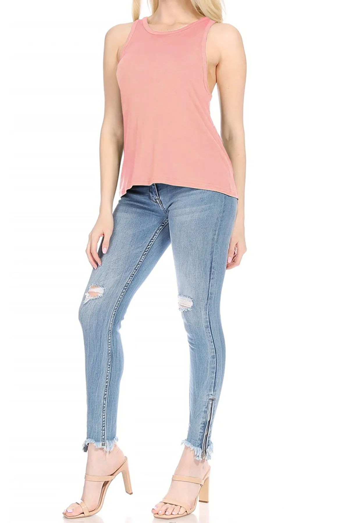 Flowy Workout Tank Top – Modal Racerback Sleeveless Design ZBMD1026RC76 $4Each