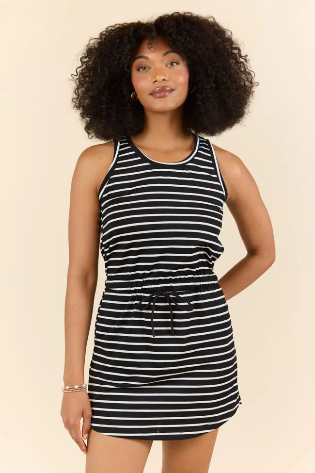 Follow Suit Black and White Casual Striped Mini Dress