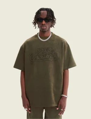 FSW® Embroidered Suede T Shirt High Street