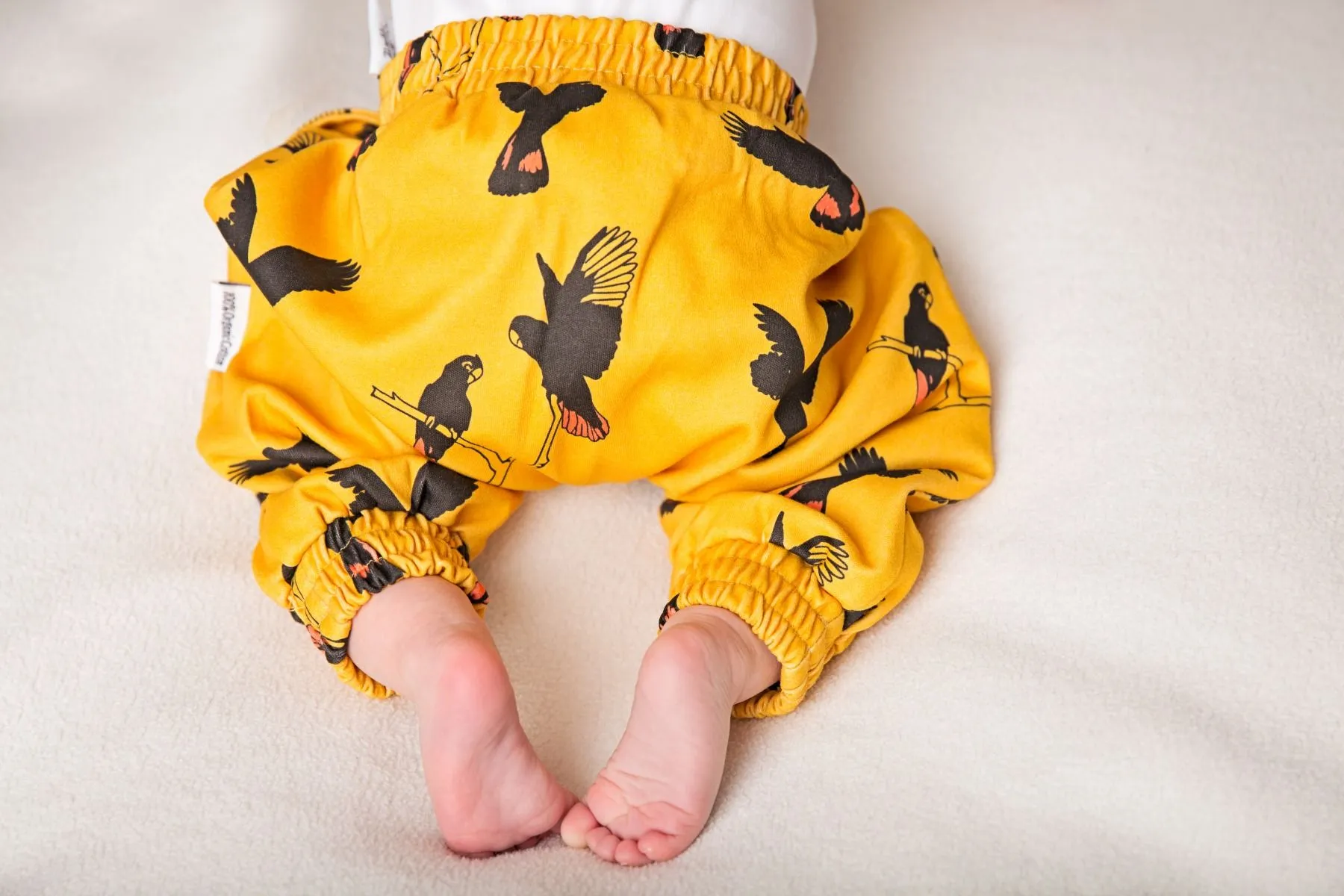 Gang Gang Black Cockatoo | Organic Cotton Harem Pants | Size 000 - 7