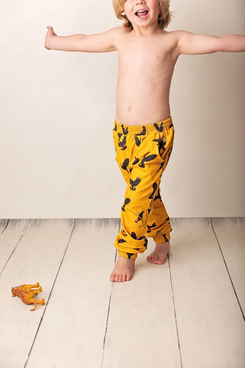 Gang Gang Black Cockatoo | Organic Cotton Harem Pants | Size 000 - 7