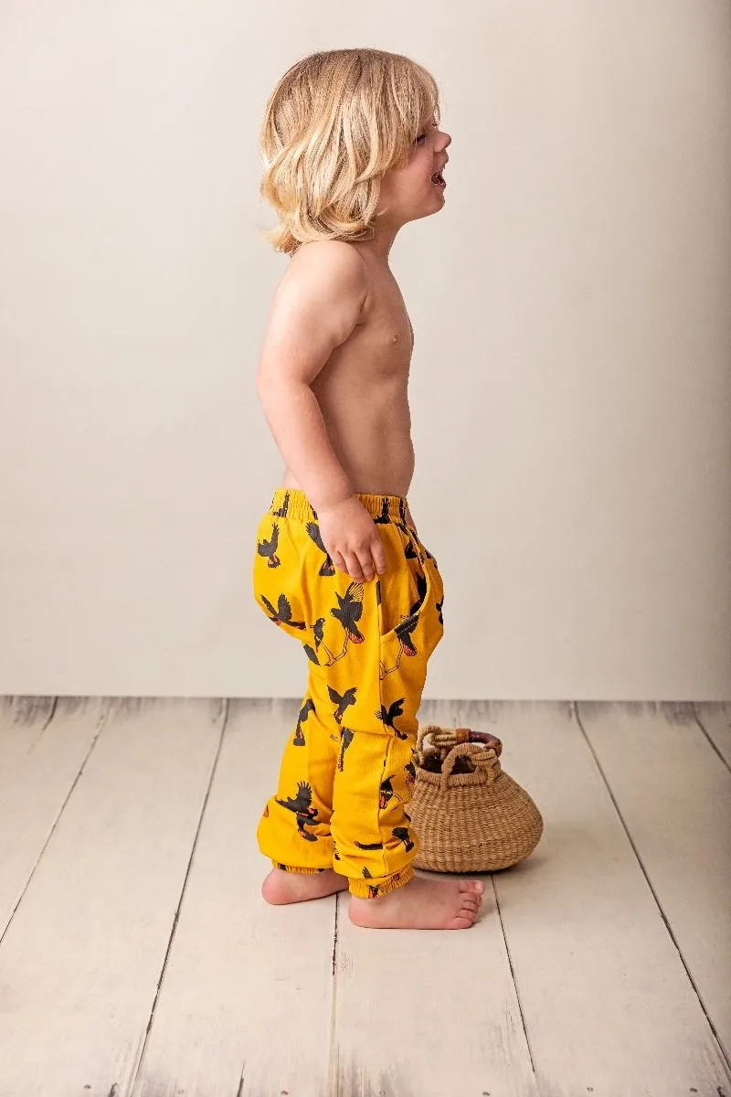 Gang Gang Black Cockatoo | Organic Cotton Harem Pants | Size 000 - 7