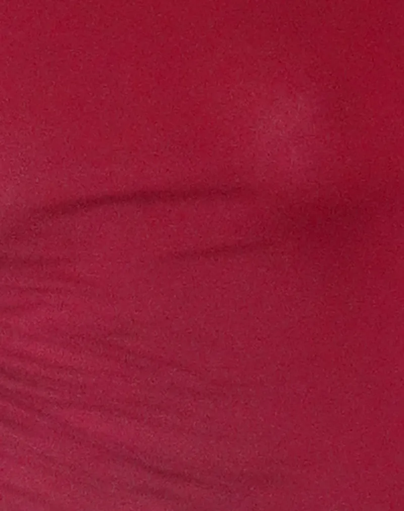 Gavya Long Sleeve Tissue Jersey Bardot Crop Top In Adrenaline Red