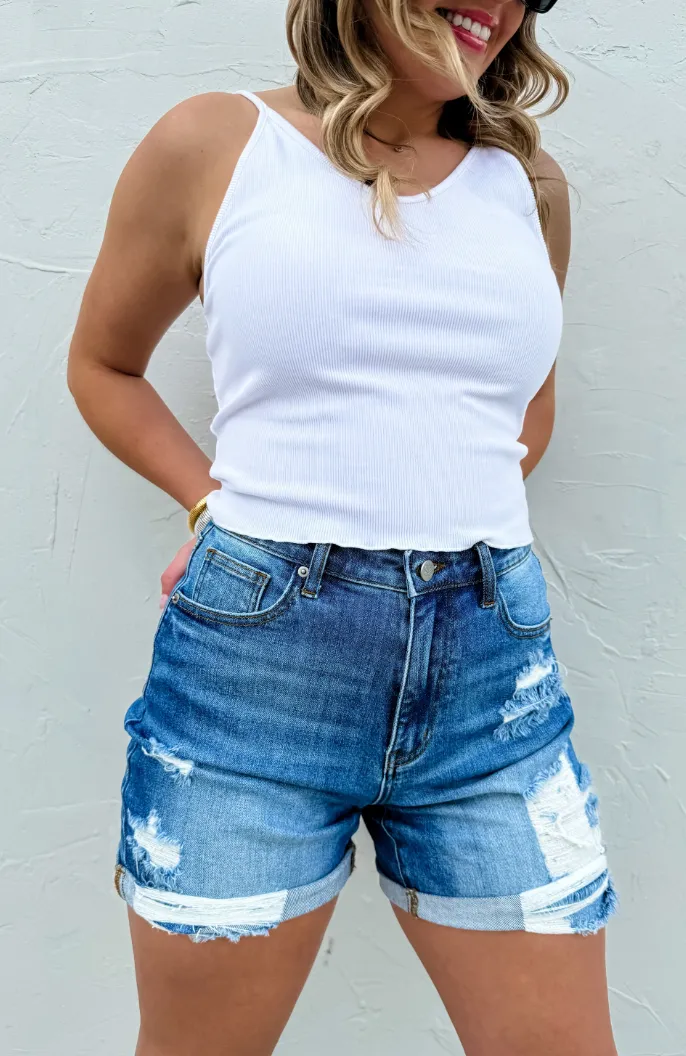 Georgia Distressed Jean Shorts