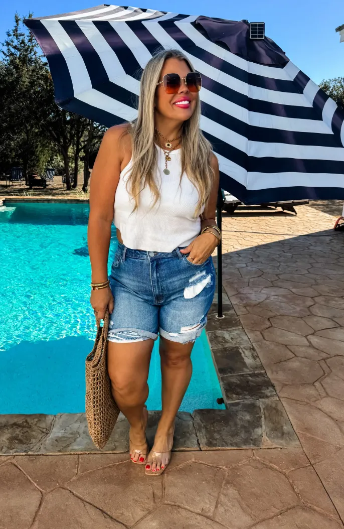 Georgia Distressed Jean Shorts