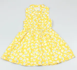 Girls All Over Print Yellow/ Dress (3-8 Years0)-GF5119