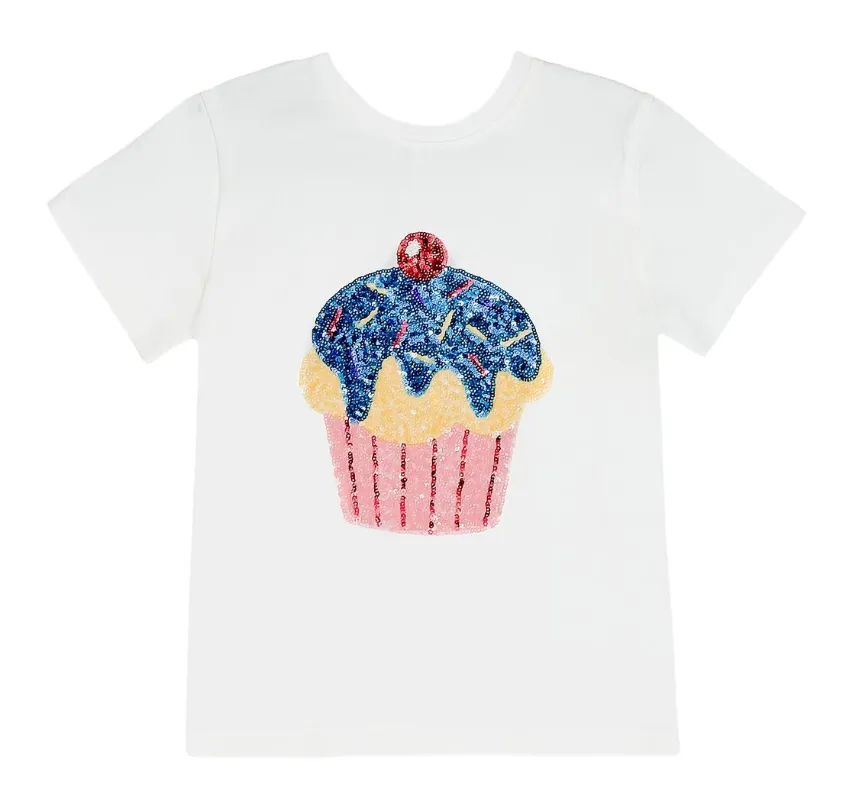 Girls Cupcake Sequin Shirt