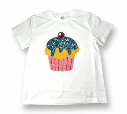 Girls Cupcake Sequin Shirt