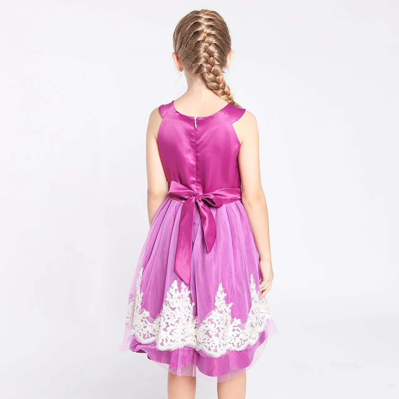 Girls Dress Vintage Flower Lace Wedding Party Size 7-14 Years