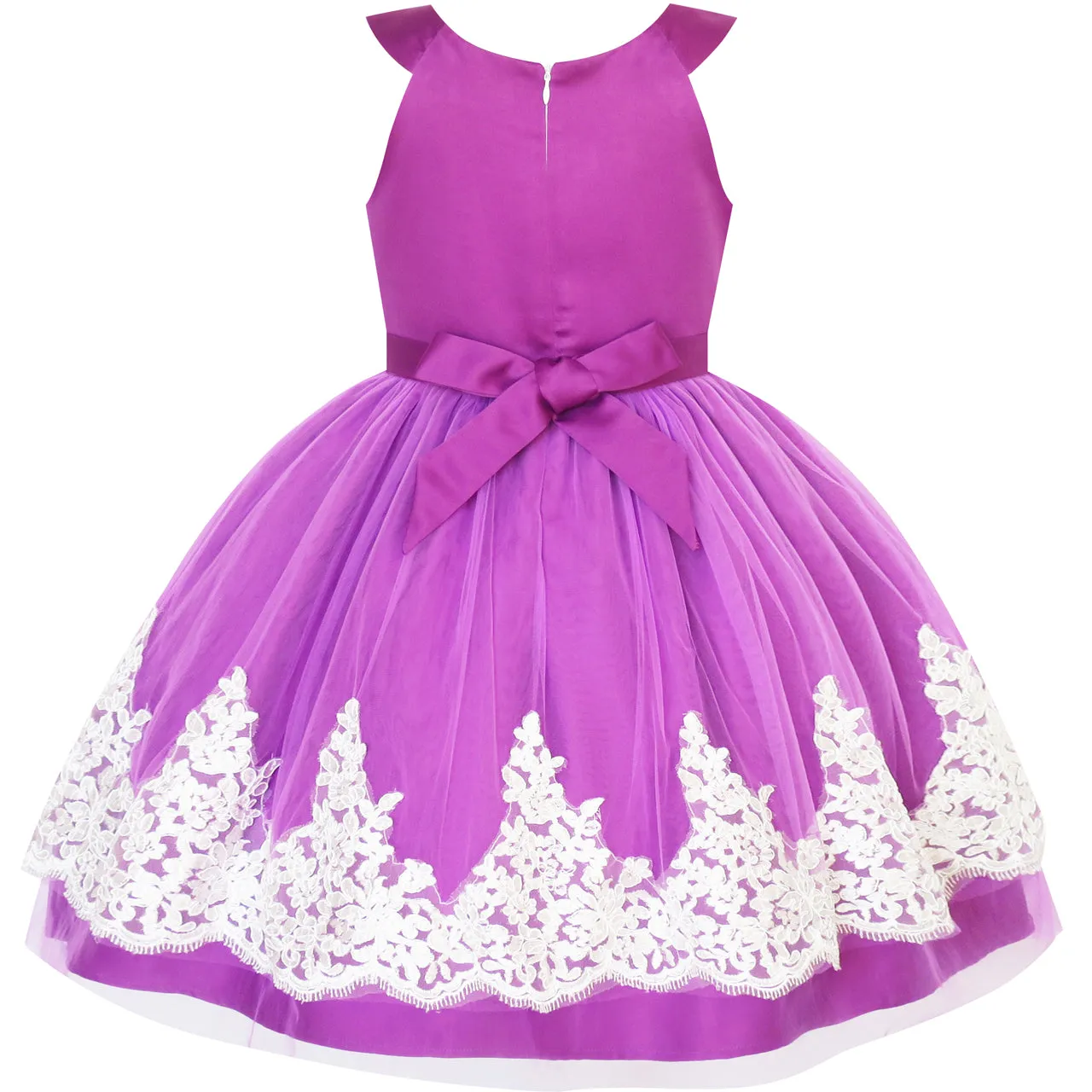 Girls Dress Vintage Flower Lace Wedding Party Size 7-14 Years