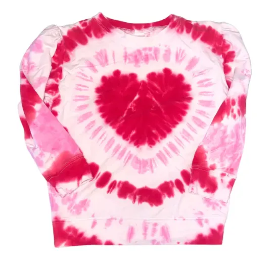 Girls Heart Tie Dye Holly Sweatshirt