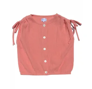 Girls Maggie Top - Coral Gauze