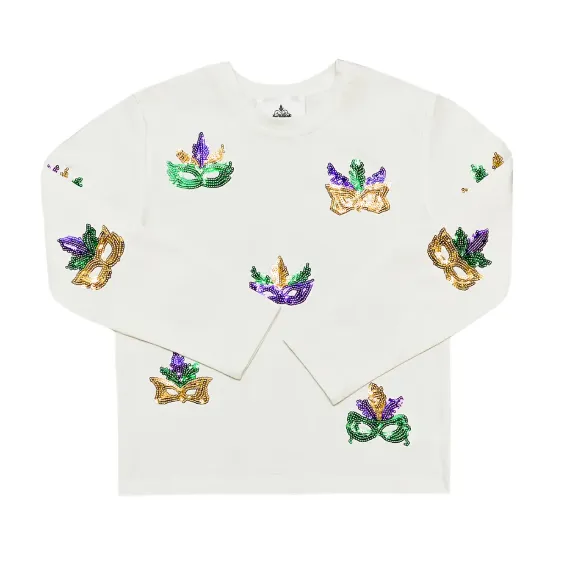 Girls Multi Mask Sequin Long Sleeve
