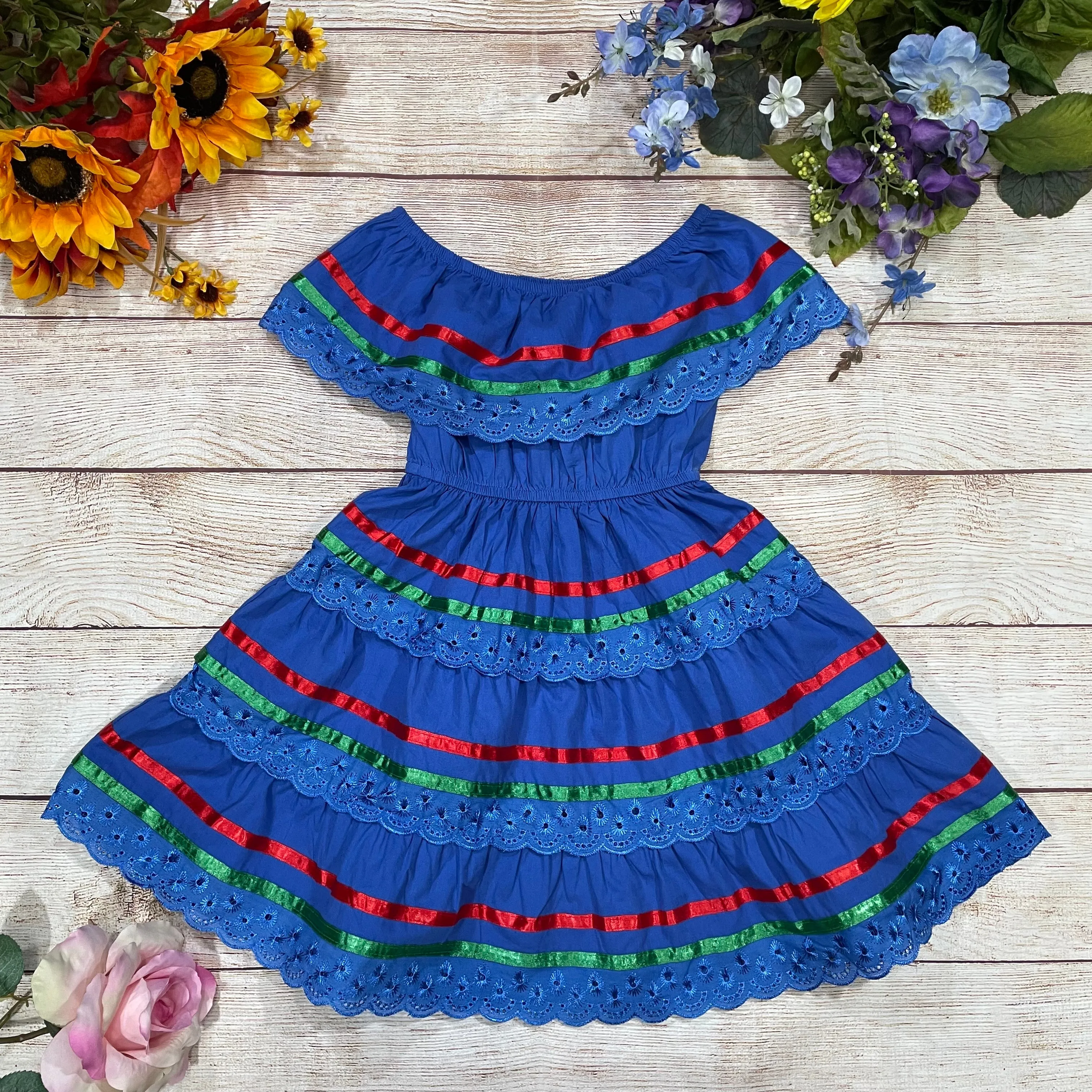 Girl's Royal X Traditional Mexican Cinco De Mayo Fiesta Dress 2-14