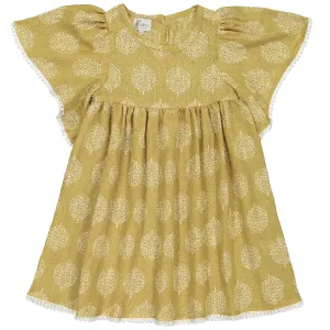 Girls Sara Mandala Mustard Dress