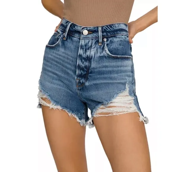GOOD AMERICAN Bombshell Shorts Blue646