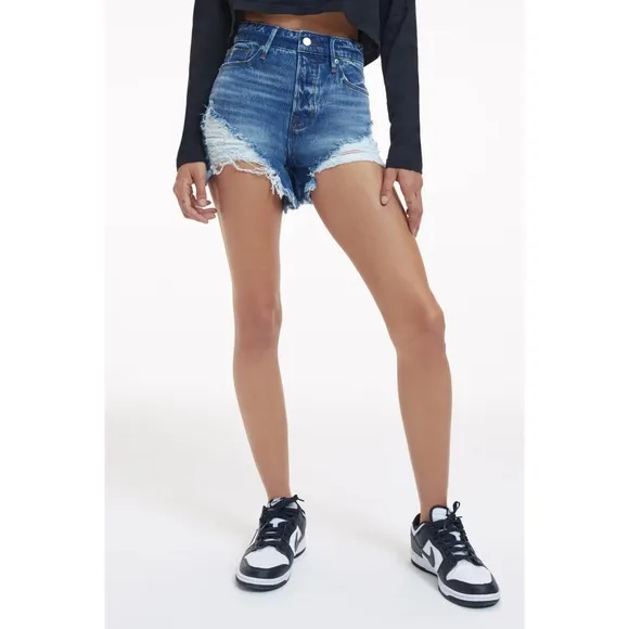 GOOD AMERICAN Bombshell Shorts Blue646