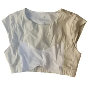 Goop G. Women's Cropped Jersey Workout Top White Beige Medium