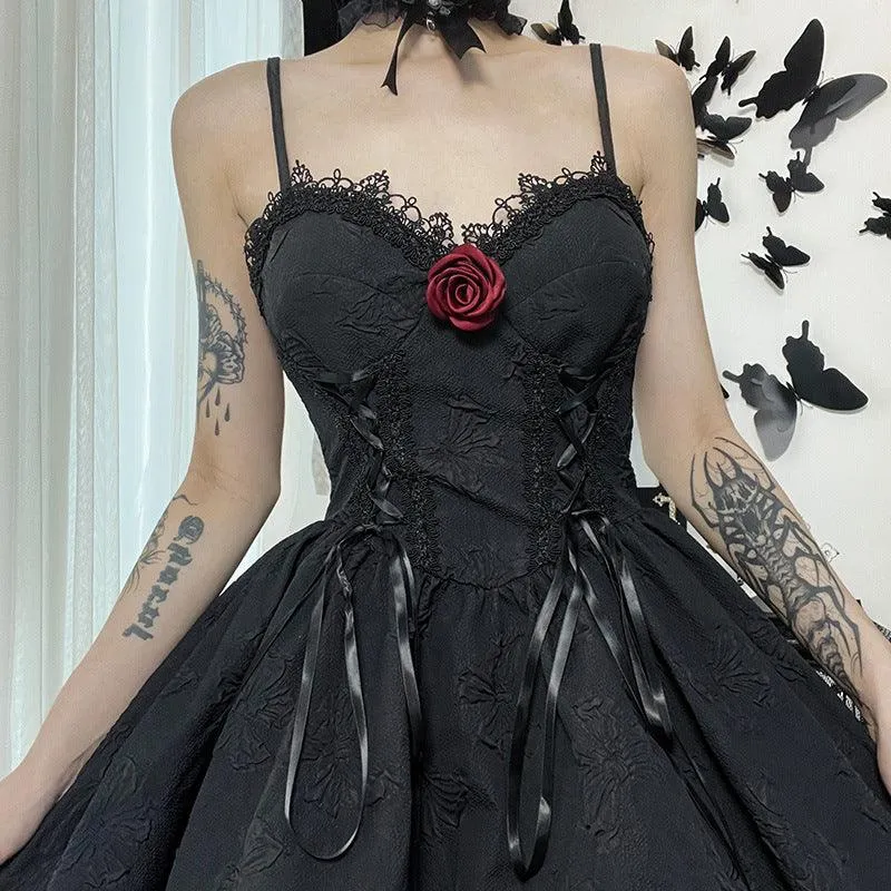 Gothic Vintage Black Elegant Lace With V-Neck