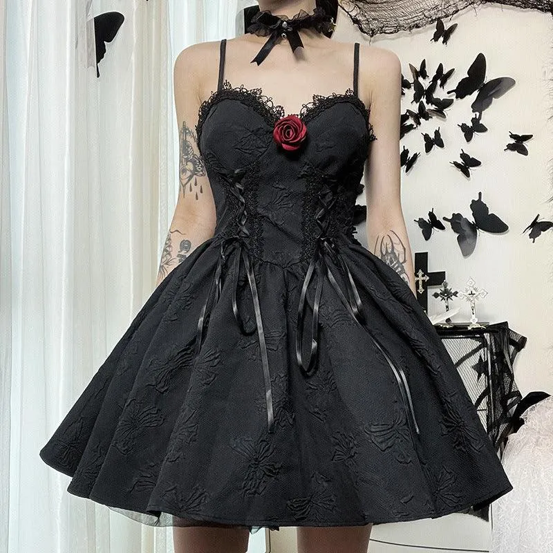 Gothic Vintage Black Elegant Lace With V-Neck