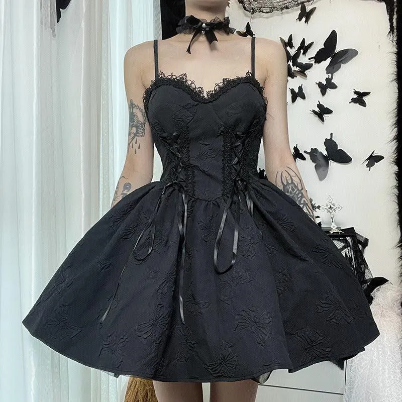Gothic Vintage Black Elegant Lace With V-Neck