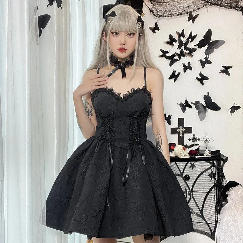Gothic Vintage Black Elegant Lace With V-Neck
