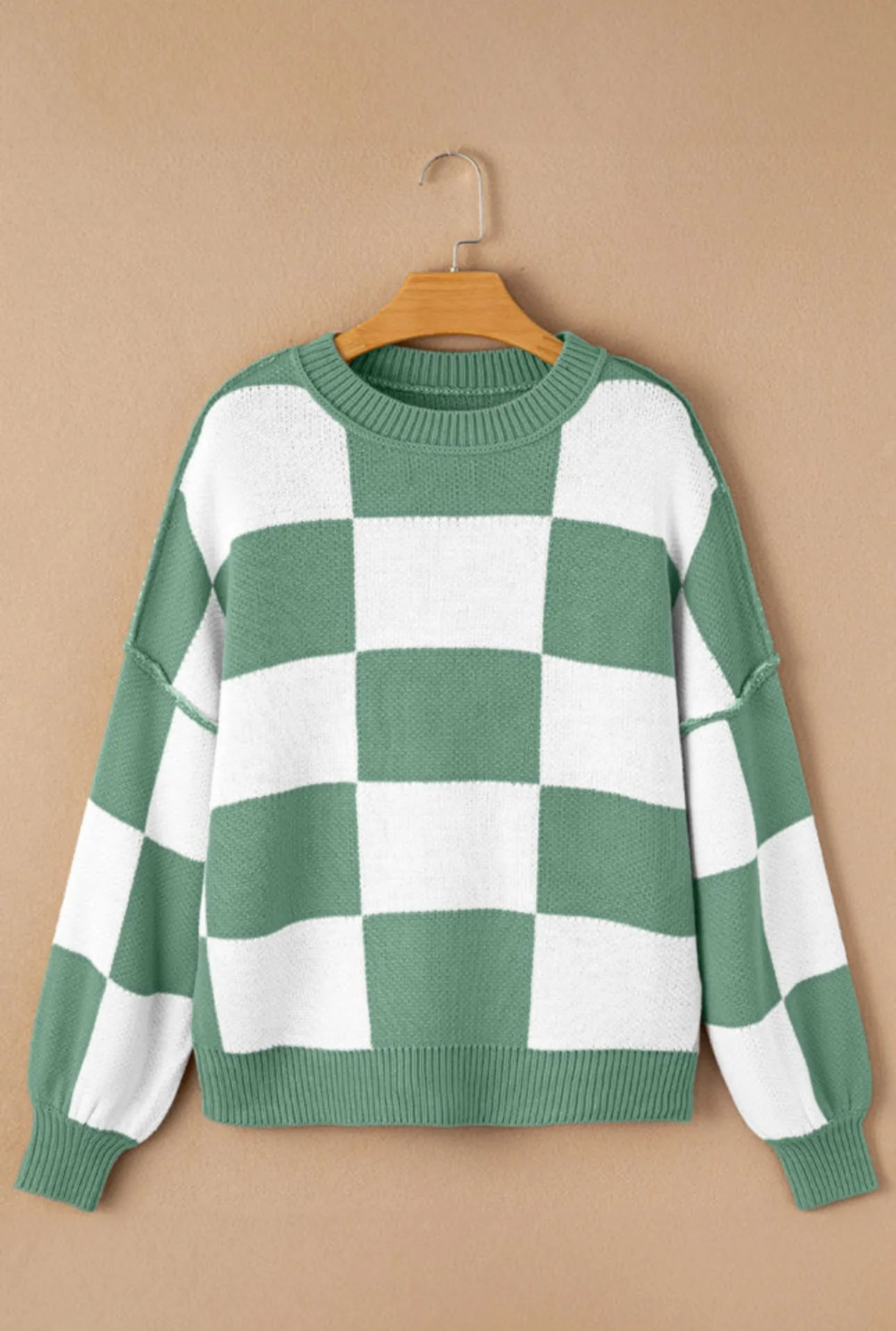 GREEN CHECKERED SWEATER