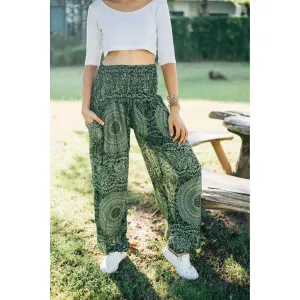 Gypsy Pants - Monotone Mandala - Forest Green
