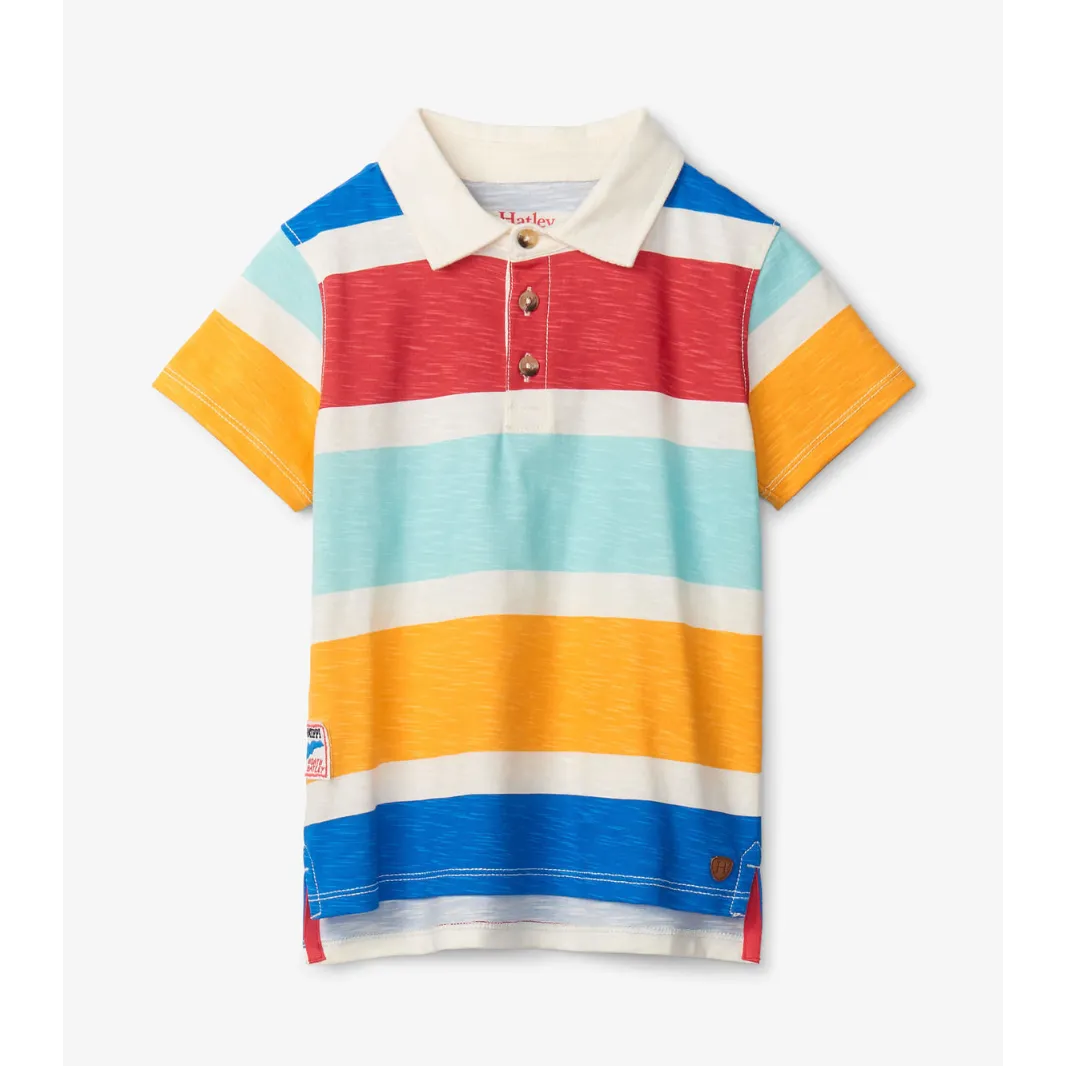 Hatley Nautical Stripes Essential Polo - Sea Salt