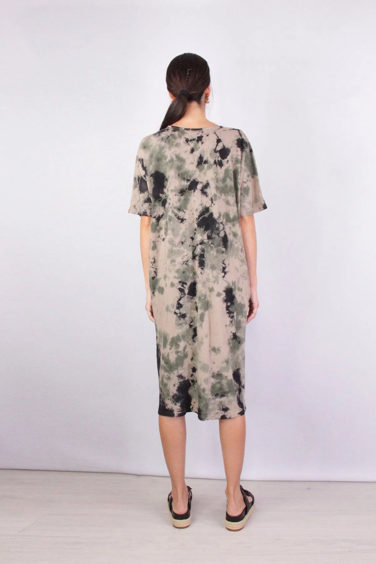 Henley Dress in Army Calico