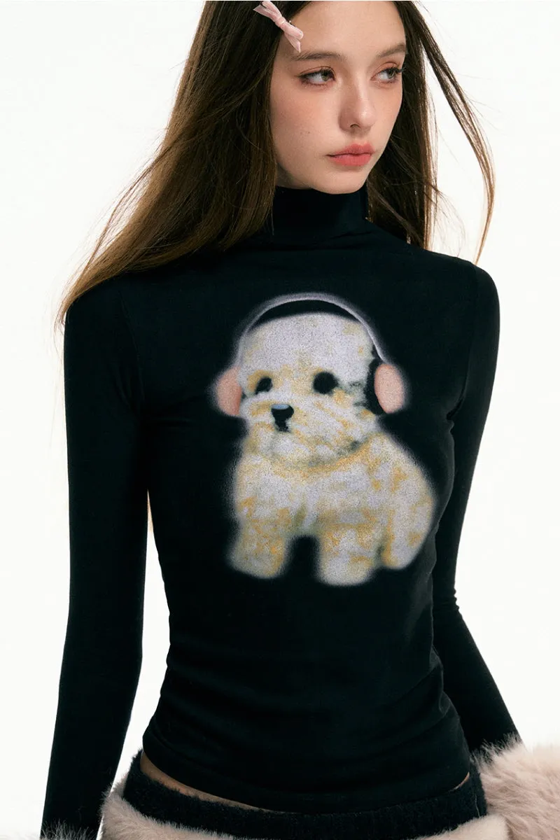 High Neck Plush Cuffs Top / Fur Skirt