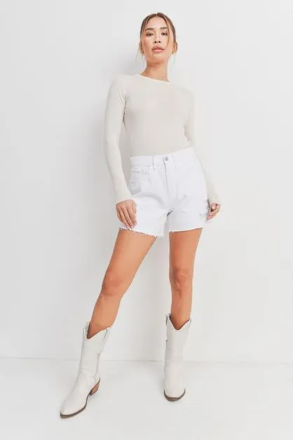HIGH RISE DISTRESSED SHORTS