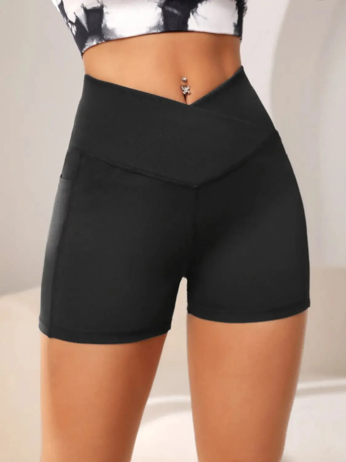 High Waist Active Shorts with Pockets